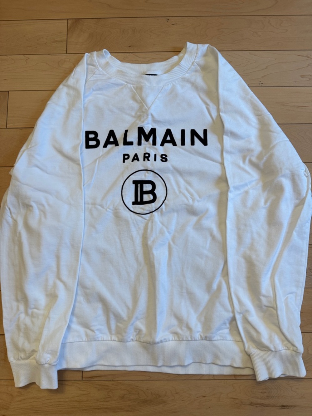 Balmain White Logo Pullover Sweatshirt size 38